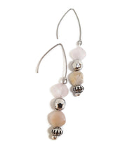 Load image into Gallery viewer, Multi-Color Beryl Faceted Flat Gemstone Bead Earrings with Silver Tone Hematine Beads
