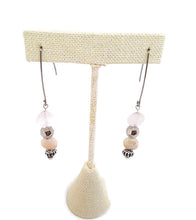Load image into Gallery viewer, Multi-Color Beryl Faceted Flat Gemstone Bead Earrings with Silver Tone Hematine Beads
