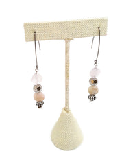 Load image into Gallery viewer, Multi-Color Beryl Faceted Flat Gemstone Bead Earrings with Silver Tone Hematine Beads
