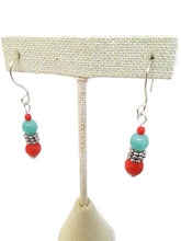 Load image into Gallery viewer, Blue Agate and Orange Czech Glass Bead Earrings
