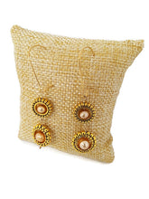 Load image into Gallery viewer, Champagne Color Fresh Water Pearl Dangle Earrings in Gold Tone Bead Frames (2 Tier)

