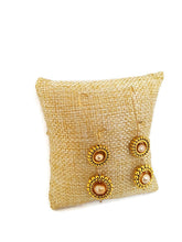 Load image into Gallery viewer, Champagne Color Fresh Water Pearl Dangle Earrings in Gold Tone Bead Frames (2 Tier)
