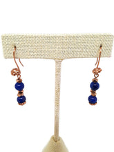 Load image into Gallery viewer, Sapphire Blue Calcite Earrings with Rose Gold Tone Ear Wires
