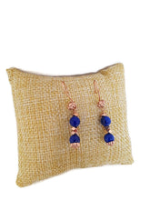 Load image into Gallery viewer, Sapphire Blue Calcite Earrings with Rose Gold Tone Ear Wires
