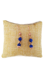 Load image into Gallery viewer, Sapphire Blue Calcite Earrings with Rose Gold Tone Ear Wires
