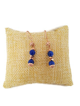 Load image into Gallery viewer, Sapphire Blue Calcite Earrings with Rose Gold Tone Ear Wires
