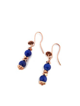 Load image into Gallery viewer, Sapphire Blue Calcite Earrings with Rose Gold Tone Ear Wires
