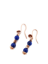 Load image into Gallery viewer, Sapphire Blue Calcite Earrings with Rose Gold Tone Ear Wires
