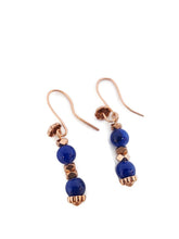 Load image into Gallery viewer, Sapphire Blue Calcite Earrings with Rose Gold Tone Ear Wires
