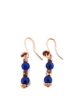 Load image into Gallery viewer, Sapphire Blue Calcite Earrings with Rose Gold Tone Ear Wires
