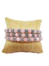 Load image into Gallery viewer, Rose Quartz Color Calcite Bead Memory Wire Wrap Bracelet
