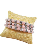 Load image into Gallery viewer, Rose Quartz Color Calcite Bead Memory Wire Wrap Bracelet
