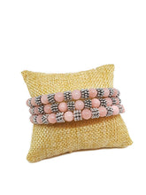 Load image into Gallery viewer, Rose Quartz Color Calcite Bead Memory Wire Wrap Bracelet
