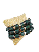 Load image into Gallery viewer, Emerald Green Color Bead Cane Glass Memory Wire Wrap Bracelet
