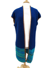 Load image into Gallery viewer, Royal Blue Long Crochet Vest
