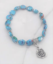 Load image into Gallery viewer, Mosaic Turquoise Bead Stretch Bracelet
