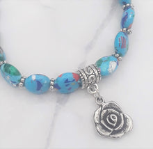 Load image into Gallery viewer, Mosaic Turquoise Bead Stretch Bracelet
