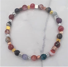 Load image into Gallery viewer, Multi-Color Quenched Crackled Agate Bead Stretch Bracelet
