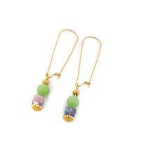 Load image into Gallery viewer, Princess Amethyst &amp; Light Green Calcite Bead Earrings
