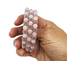 Load image into Gallery viewer, Rose Quartz Color Calcite Bead Memory Wire Wrap Bracelet
