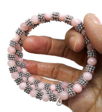 Load image into Gallery viewer, Rose Quartz Color Calcite Bead Memory Wire Wrap Bracelet
