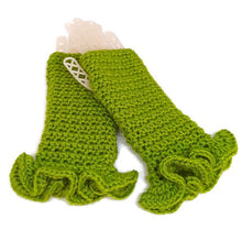 Load image into Gallery viewer, Ruffled Fingerless Gloves - Kiwi
