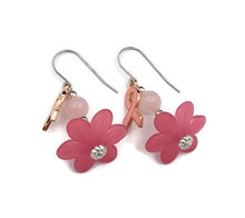 Load image into Gallery viewer, Tutu Breast Cancer Awareness Earrings with Rose Quartz
