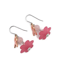 Load image into Gallery viewer, Tutu Breast Cancer Awareness Earrings with Rose Quartz
