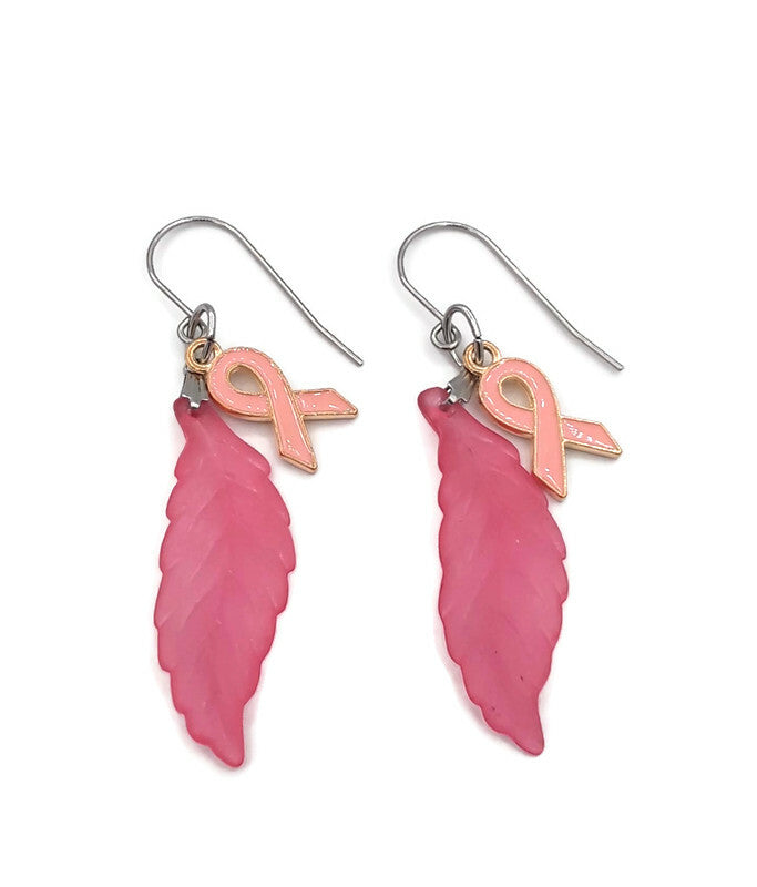 Pink Leaf Resin Earrings
