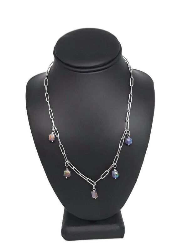 Sari Amethyst & Paperclip Chain Necklace