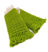 Load image into Gallery viewer, Scalloped Fingerless Gloves - Kiwi
