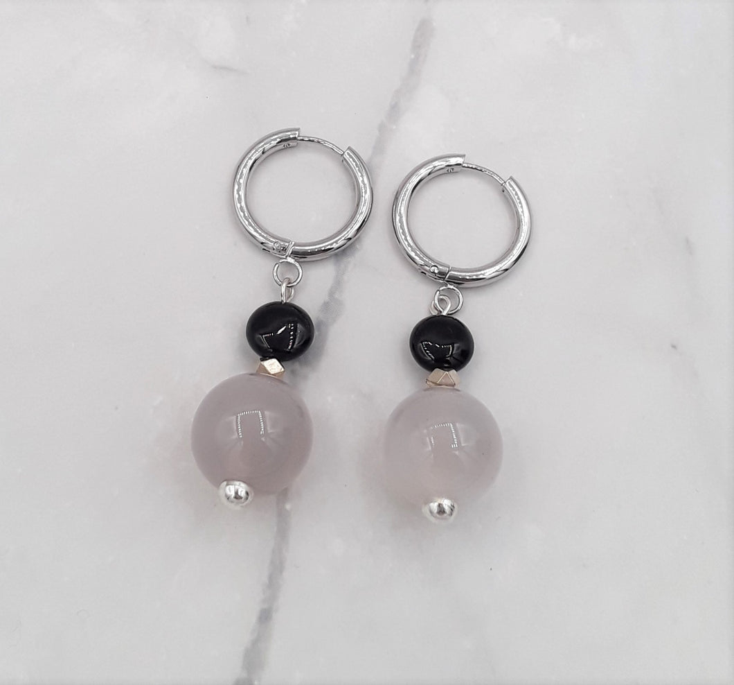 Smoky Color Quartzite Huggie Earrings