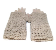 Load image into Gallery viewer, Textured Fingerless Gloves - Ivory

