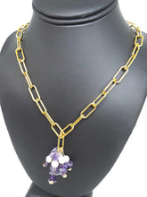 Load image into Gallery viewer, Violet Amethyst Paperclip Chain Necklace
