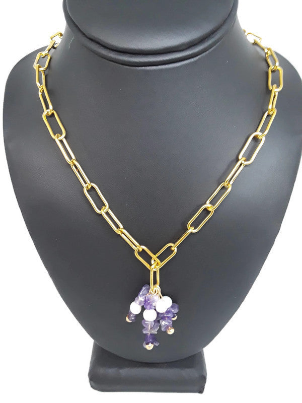 Violet Amethyst Paperclip Chain Necklace