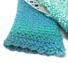 Load image into Gallery viewer, Woven Fingerless Gloves -Seafoam/Periwinkle/White
